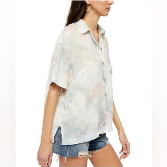 NWT Free People We The Free  Share Good Vibes Button Down, Sz Small - Picture 5 of 15